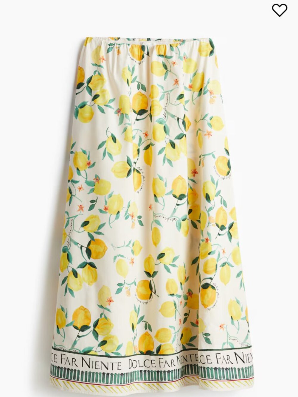 DOLCE FAR NIENTE H&M Lemons Maxi Skirt Pull On Elastic Waist Size M NWOT